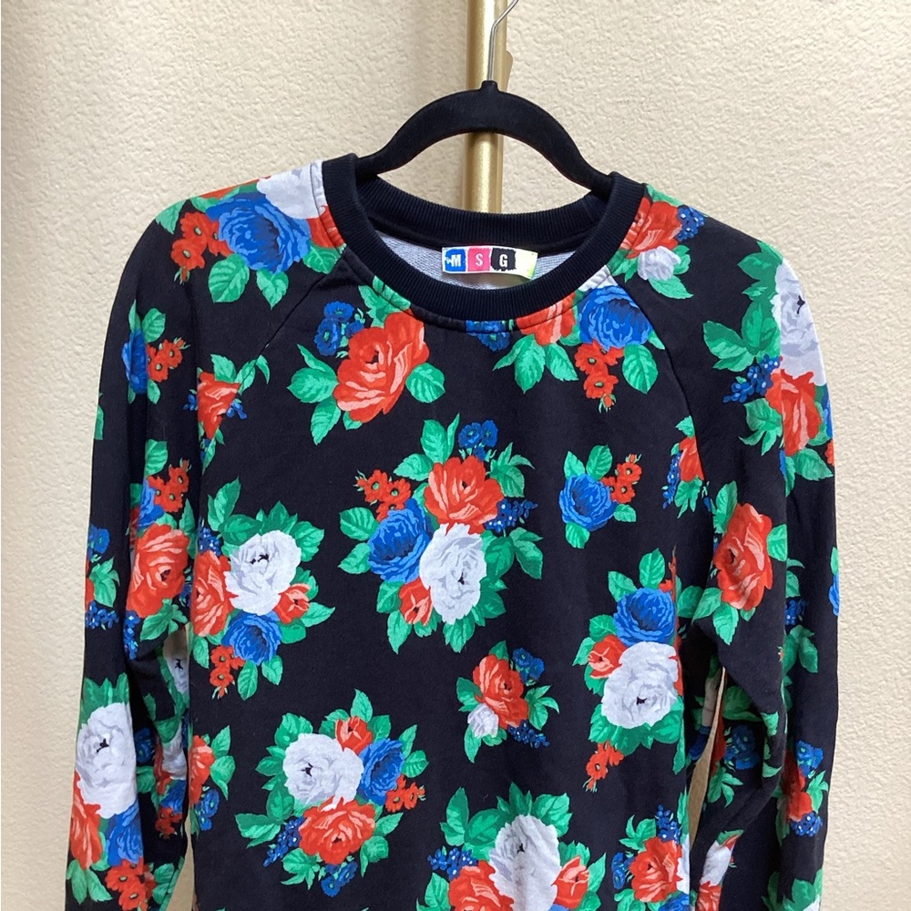 MSGM Floral Print Crew Neck Sweatshirt Large